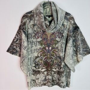 WHIMSIGOTH ART TO WEAR WOOL ANGORA WIDE 3/4 SLEEVES COWL NECK SWEATER SZ MEDIUM